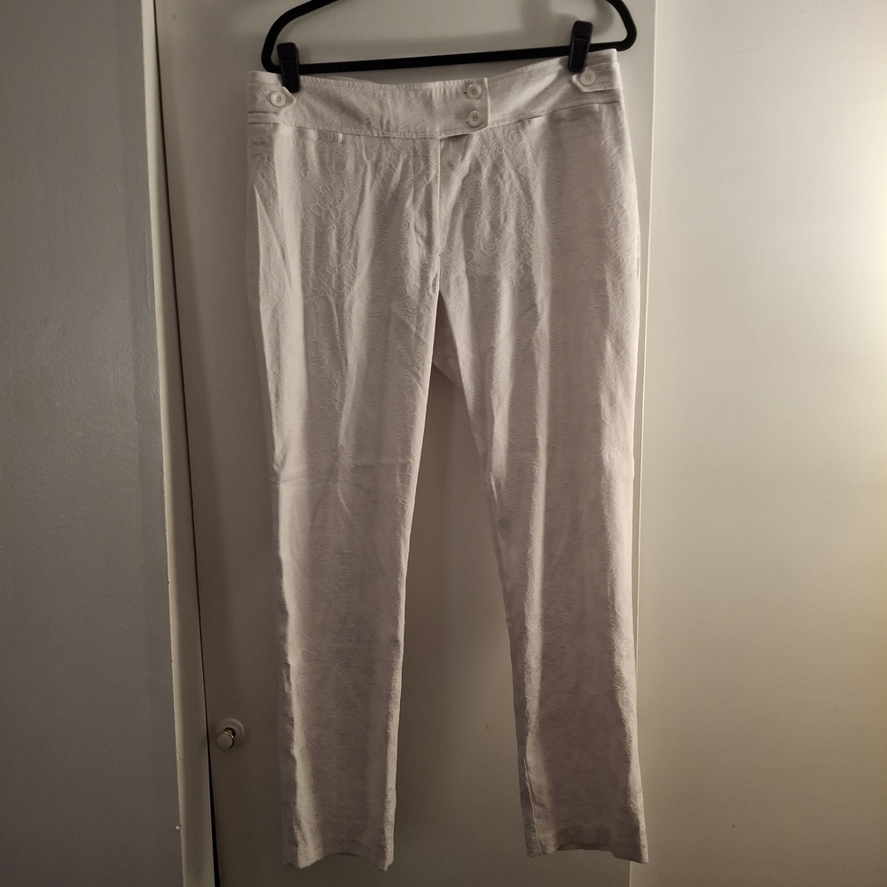 Soho Apparel Women's Straight Leg Textured White Pants